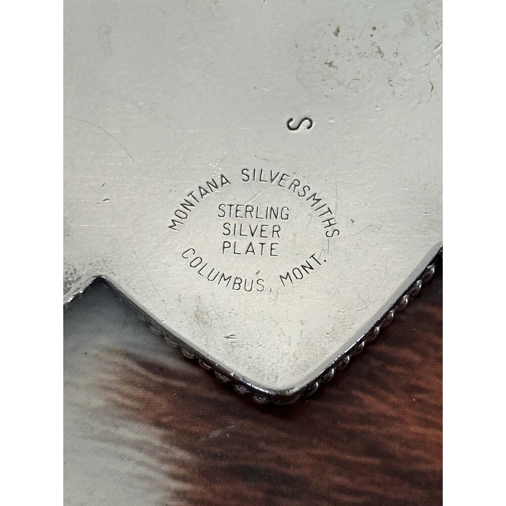 Sterling Silver Plate Montana Silversmiths Triple Heart Belt Buckle Western - Picture 3 of 10